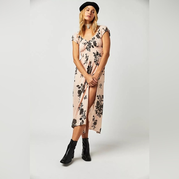 Free People Forget Me Not midi dress peach combo - Picture 3 of 14